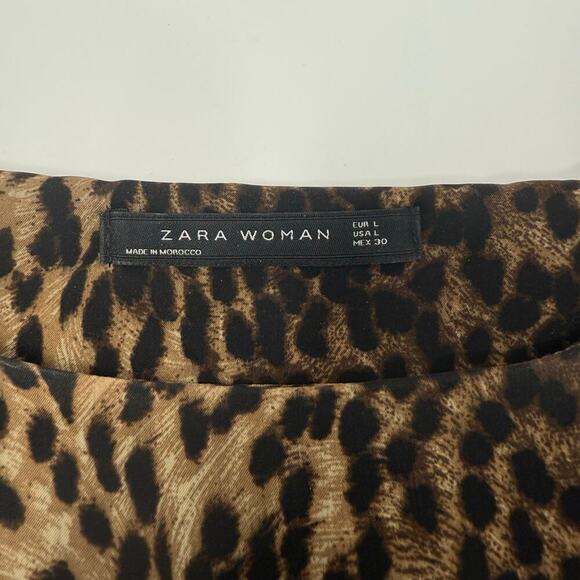 Zara Leopard Print Shift Dress Size Large Animal Print Tunic Long Sleeve GUC - Picture 3 of 6